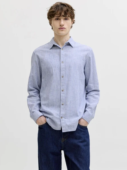 JJESUMMER LINEN BLEND SHIRT L/S SN Infinity Infinity S ürün görseli 1