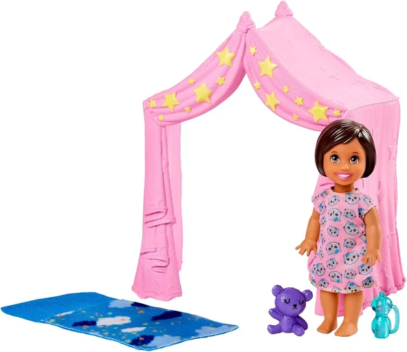 Barbie Bebek Bakıcısı Temalı Oyun Setleri, Pembe Çadırlı Oyun Alanı Seti Fxg97 ürün görseli 1