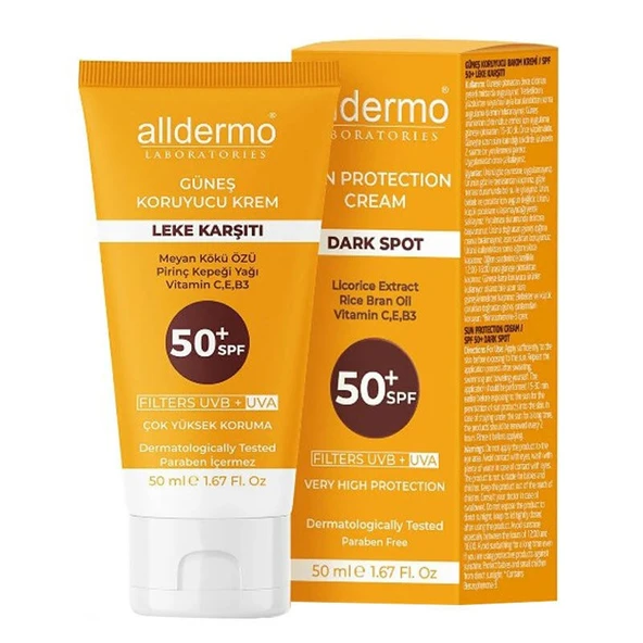 ALLDERMO LEKE KARŞITI GÜNEŞ KORUYUCU KREM SPF50 50 ML ürün görseli 1