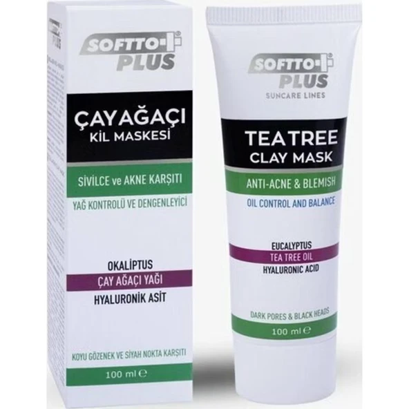 SOFTTO PLUS ÇAY AĞACI KİL MASKESİ SİVİLCE VE AKNE KARŞ.100 ML ürün görseli 1