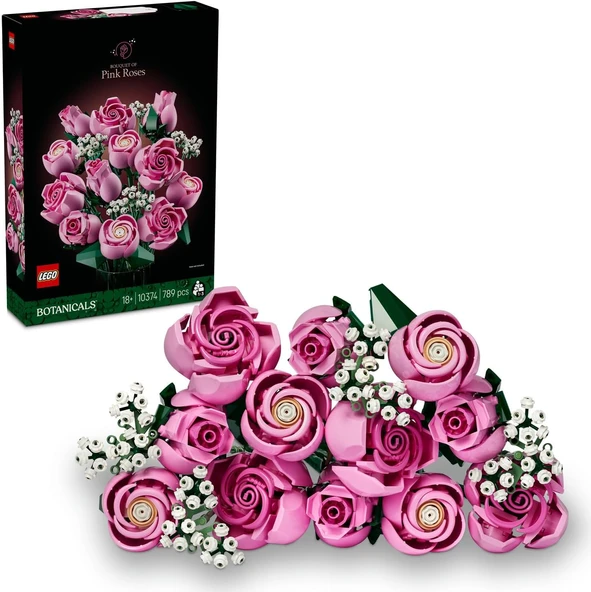 Lego Botanicals Pembe Gül Buketi 10374 - Yetişkinler Için Tomurcuk Ve Açmış Olarak 12 Pembe Gül Ile ürün görseli 1