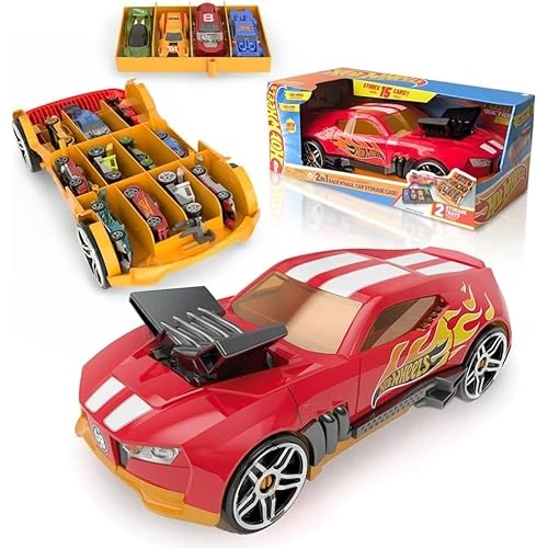 Hot Wheels New Car Storage 2'Si 1 Arada Race N' Haul Free Wheel Car Storage Case With Retractable Ha ürün görseli 1