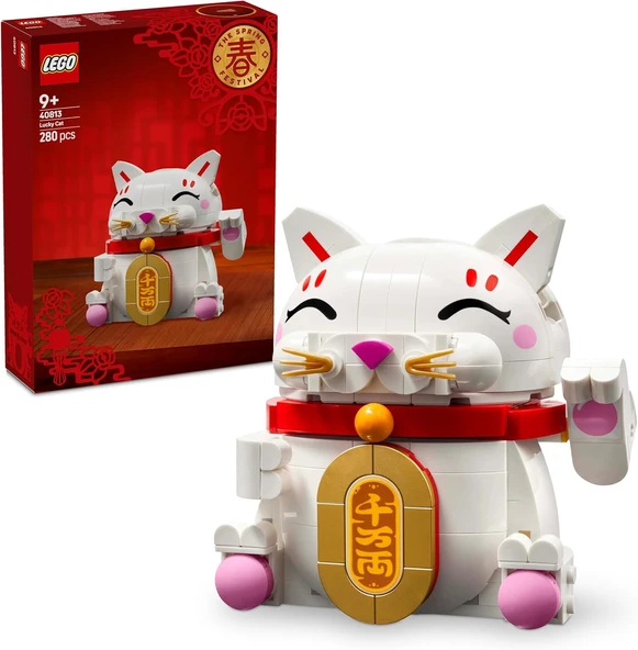 Lego Şanslı Kedi 40813-9 Yaş Ve Üzeri Çocuklar Için Yaratıcı Oyuncak Yapım Seti, Doğum Günü Hediyesi ürün görseli 1