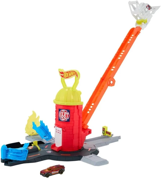 Hot Wheels City Oyuncak Araba Ve Pist Seti, Süper İtfaiye İstasyonu Oyun Seti Ve 1:64 Ölçekli Itfaiy ürün görseli 1