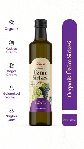 BALEN ORGANİK ÜZÜM SİRKESİ 500 ML ürün görseli 1