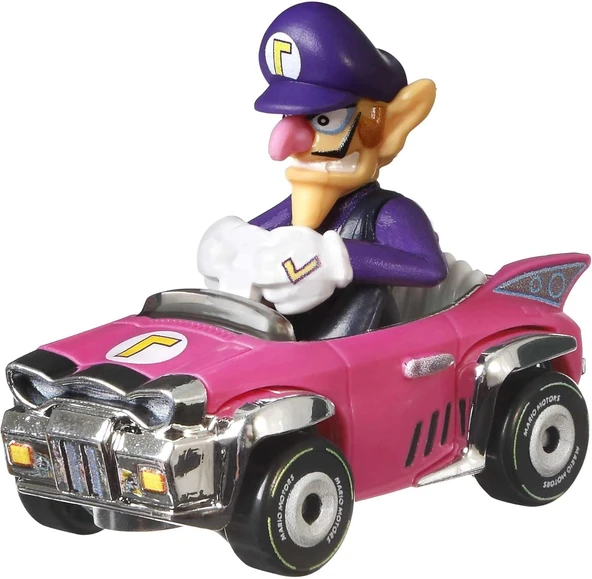 Hot Wheels Diecast Kart 5 Cm Waluigi Badwagon Super Mario Kart Ölçek 1:64 ürün görseli 1