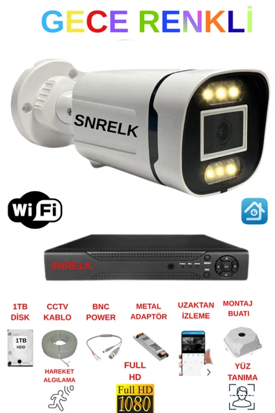 SNRELK Hama 1Tb Dış Mekan Gece Renkli Yüz Tanımalı Güvenlik Kamerası ürün görseli 1