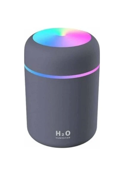 H2o 300 ml Rgb Işıklı Şarjlı Ulrasonik Ledli Hava Nemlendirici Buhar Makinesi ve Aroma Verici Gri ürün görseli 1