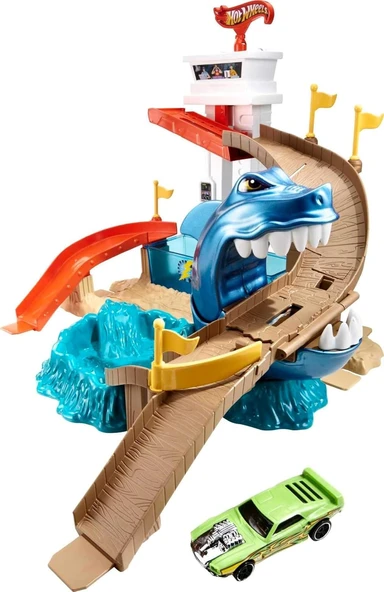 Hot Wheels Renk Değiştiren Araçlar Sharky Oyun Seti - Köpek Balığı Temalı, Havuz, Su Tankı Ve 1 Adet ürün görseli 1