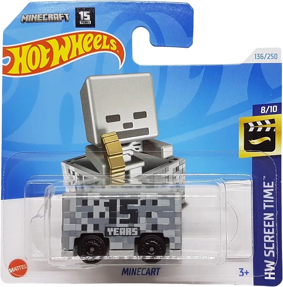 Hot Wheels - Minecart - Hw Screen Time 8/10 - Htb38 - Short Card - Minecraft 15 Years - Mattel 2024- ürün görseli 1