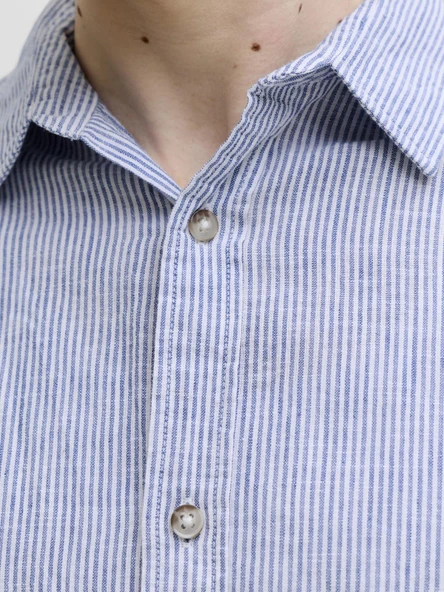 JJESUMMER LINEN BLEND SHIRT L/S SN Infinity Infinity S - Resim 6