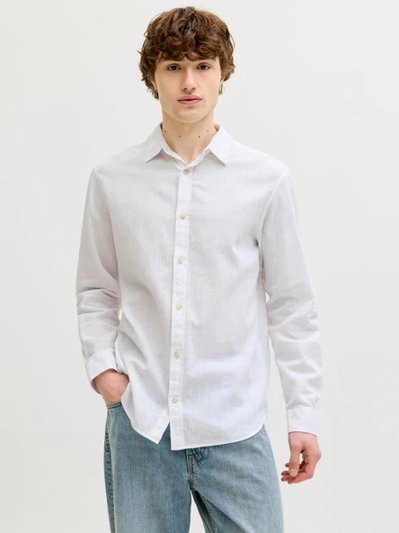 JJESUMMER LINEN BLEND SHIRT L/S SN White White S ürün görseli 1