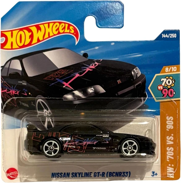 Hot Wheels Nissan Skyline Gt-R Bcnr33, 70'Ler Vs 90'Lar Serisi, 144/250, Siyah Die-Cast Model Araba ürün görseli 1