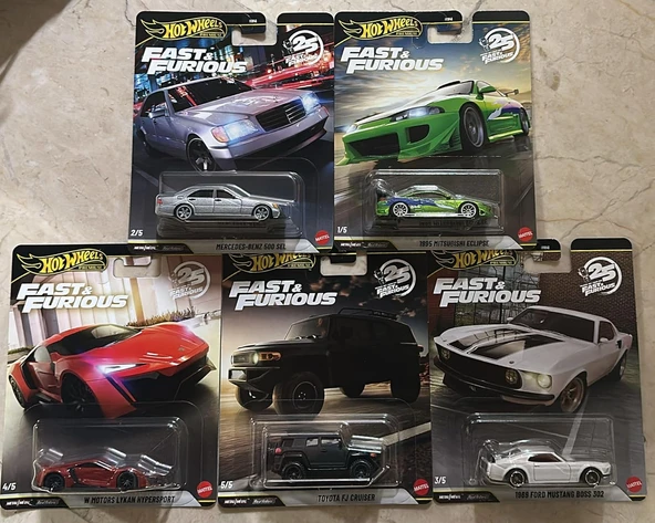 Hot Wheels Premium Fast And Furious 25. Yıl Özel Koleksiyon Araba Seti, 5'Li Paket, 3+ Yaş, Model Hn ürün görseli 1