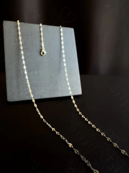 60cm - Silver Lip (Dudak) Zincirli Çelik Bel Takısı - Glorius Serisi ürün görseli 1