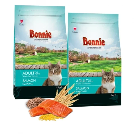 Bonnie Somonlu Yetişkin Kedi Maması 1,5 Kg x 2 Adet ürün görseli 1