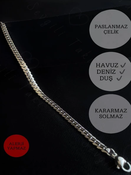 Yassı Model Snake Yılan Çelik Zincir Çocuk Bileklik | 777 Serisi ürün görseli 1