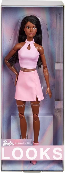 Barbie Look Doll, Koleksiyon No. 21, Siyah Örgüler Ve Modern Y2K Moda, Pembe Halter Üst Ve Ayak Bile ürün görseli 1
