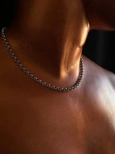 Oval Model Choker Çelik Zincir Kolye - Choker Serisi ürün görseli 1