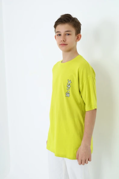 Toontoy Erkek Çocuk Baskılı Bisiklet Yaka Kısa Kollu Tişört ürün görseli 1