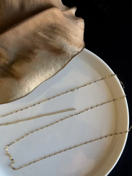 80cm - Gold Lip (Dudak) Zincirli Çelik Bel Takısı - Glorius Serisi ürün görseli 1