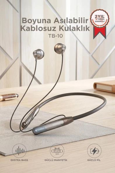 Bluetooth Kulaklık Boyun Askılı Neckband ENC Extra Bass Manyetik Kulaklık TB10 Siyah ürün görseli 1