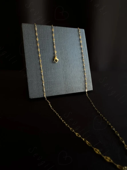 70cm - Gold Lip (Dudak) Zincirli Çelik Bel Takısı - Glorius Serisi ürün görseli 1