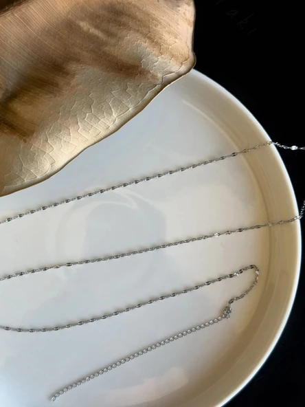 70cm - Silver Lip (Dudak) Zincirli Çelik Bel Takısı - Glorius Serisi ürün görseli 1