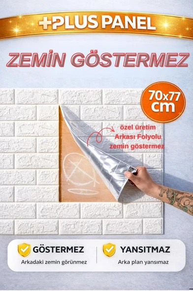 Plus Panel Zemin Göstermez Arkası Folyolu 2mm Yapışkanlı Silinebilir Sünger Duvar Paneli Kağıdı ürün görseli 1