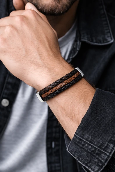 Nomad Leather Terra Elite Açık Kahverengi Hakiki Deri Erkek Bileklik – Çelik Mıknatıslı Kilit-50-533 ürün görseli 1