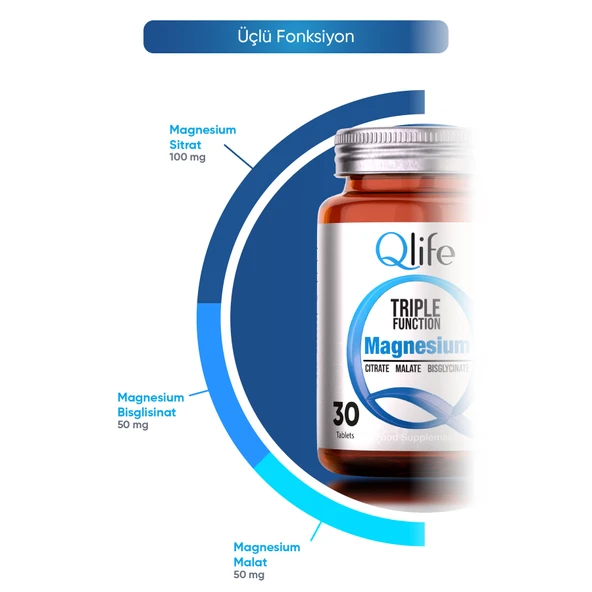 Magnezyum Triple Function Sitrat ve Malat ve Bisglisinat 30 Tablet - Resim 3