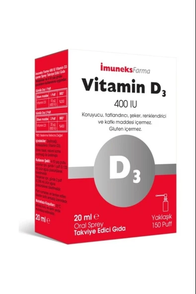 İmuneks Vitamin D3 400 IU Sprey 20 ml ürün görseli 1
