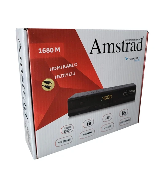 AMSTRAD 1680 M - Full Hd Kasalı Uydu Alıcısı - ( Kanallar Yüklü - Tkgs - Usb - Hdmi - Scart ) ürün görseli 1