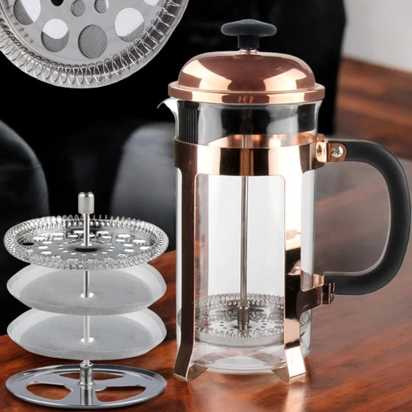 French Press 350 ml Kırmızı Altın (DÜZ-350B) ürün görseli 1