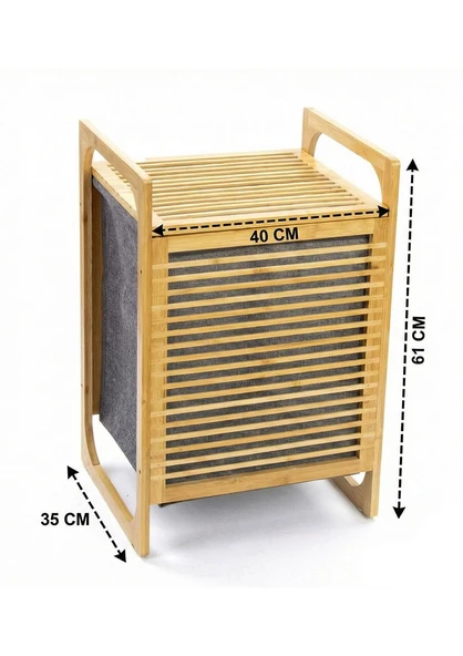 Bambu Çamaşır Sepeti Tekli 35 Litre - Resim 4