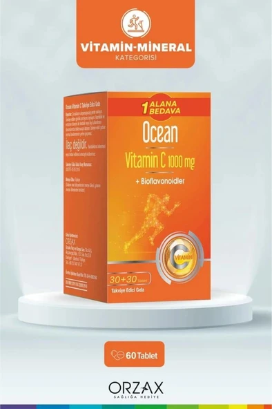 Ocean Vitamin C 1000 Mg 30+30 Tablet- 1 Alana 1 Bedava- SKT: 12/2028 ürün görseli 1