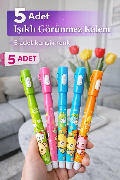 5 Adet Görünmez Sihirli Kalem Gizli Floresan Kalem Mor Işıklı Kalem ürün görseli 1