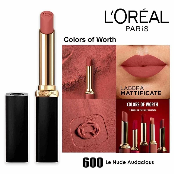 L'Oreal Paris Color Riche Colors Of Worth Intense Volume Matte Ruj - 600 Nude Audacious ürün görseli 1