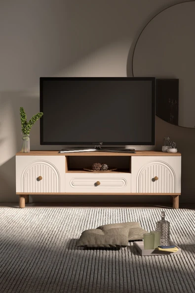 BOHEM TV ÜNİTESİ 150 CM N ÇİZGİLİ MDF KAPAK ürün görseli 1