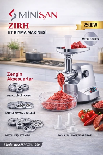 Minisan Zırh Et Kıyma Makinesı Paslanmaz Çelik Profesyonel Kolay Kullanım ürün görseli 1