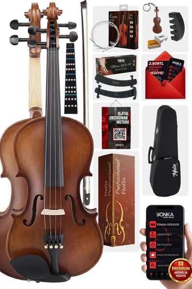 Midex LMA-544TYS 3/4 Profesyonel Keman 3/4 Çocuk Kemanı 10-13 Yaş (Yastık Susturucu Yedek Tel Çanta Yay Reçine Metod) ürün görseli 1