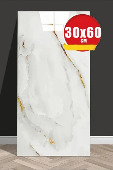 30X60cm 1 Adet Gold Mermer Desen Yapışkanlı Banyo,tezgah arası kaplama Duvar Paneli Kağıdı TX-076 ürün görseli 1