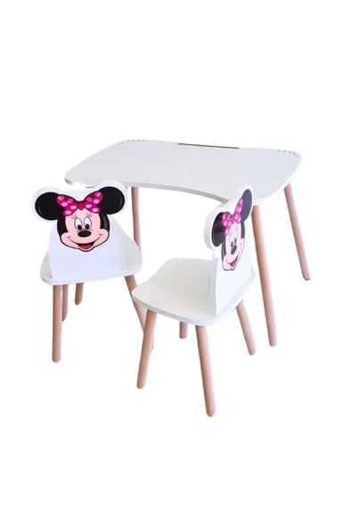 LİVA AHŞAP Çocuk Aktivite 1 Masa 2 Sandalye Takımı 4-12 Yaş Minnie Mouse ürün görseli 1