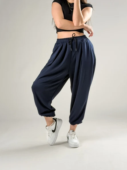 Pileli Lacivert Kadın Jogger Pantolon COC2850 ürün görseli 1
