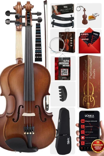 Midex LMA-644-TYS Profesyonel Ahşap Mat Keman 4/4 Tam Boy (Yastık Yedek Tel Çanta Yay Reçine Metod) ürün görseli 1