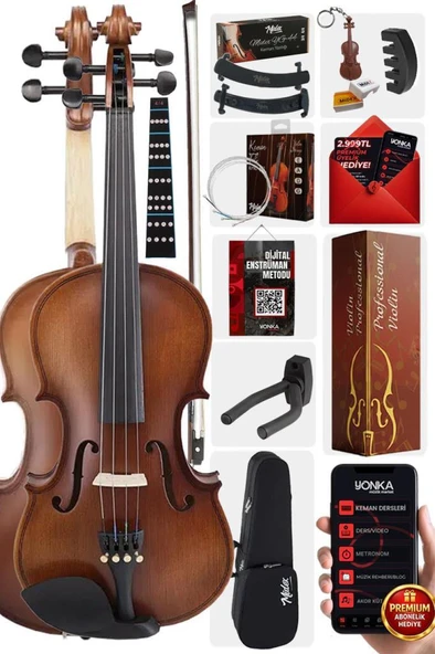 Midex LMA-644-PAK Profesyonel Keman 4/4 Tam Boy (Yastık Susturucu Yedek Tel Çanta Yay Reçine Metod) ürün görseli 1