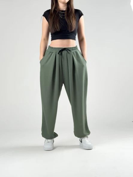 Pileli Yeşil Kadın Jogger Pantolon COC2845 ürün görseli 1