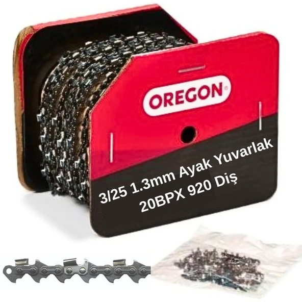 Oregon 3/25 1,3mm Ayak Yuvarlak 20BPX 920 Diş Top Testere Zinciri ürün görseli 1