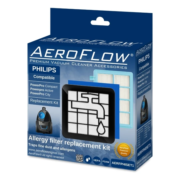 AeroFlow® Philips PowerPro Active FC9551/09 Uyumlu FC8010/01 - FC8010/02 Filtre Seti ürün görseli 1