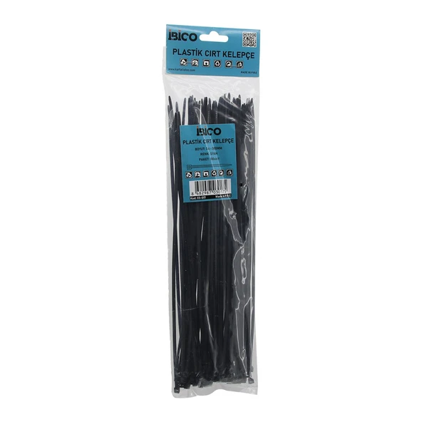 SİYAH   3.6X300MM  PLASTİK CIRT KELEPÇE  100PCS (5433) ürün görseli 1